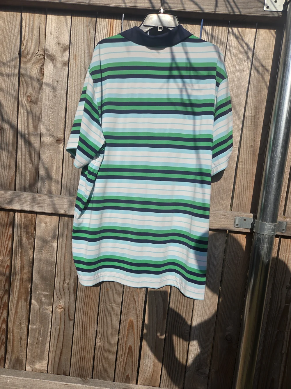 Mens Nike Golf Striped Polo Shirt in Green & Blue